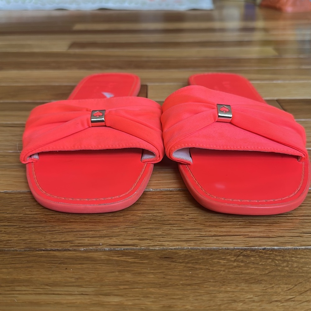 Kate Spade Neon Orange Bow Slide Sandal Size 9 - Picture 3 of 5